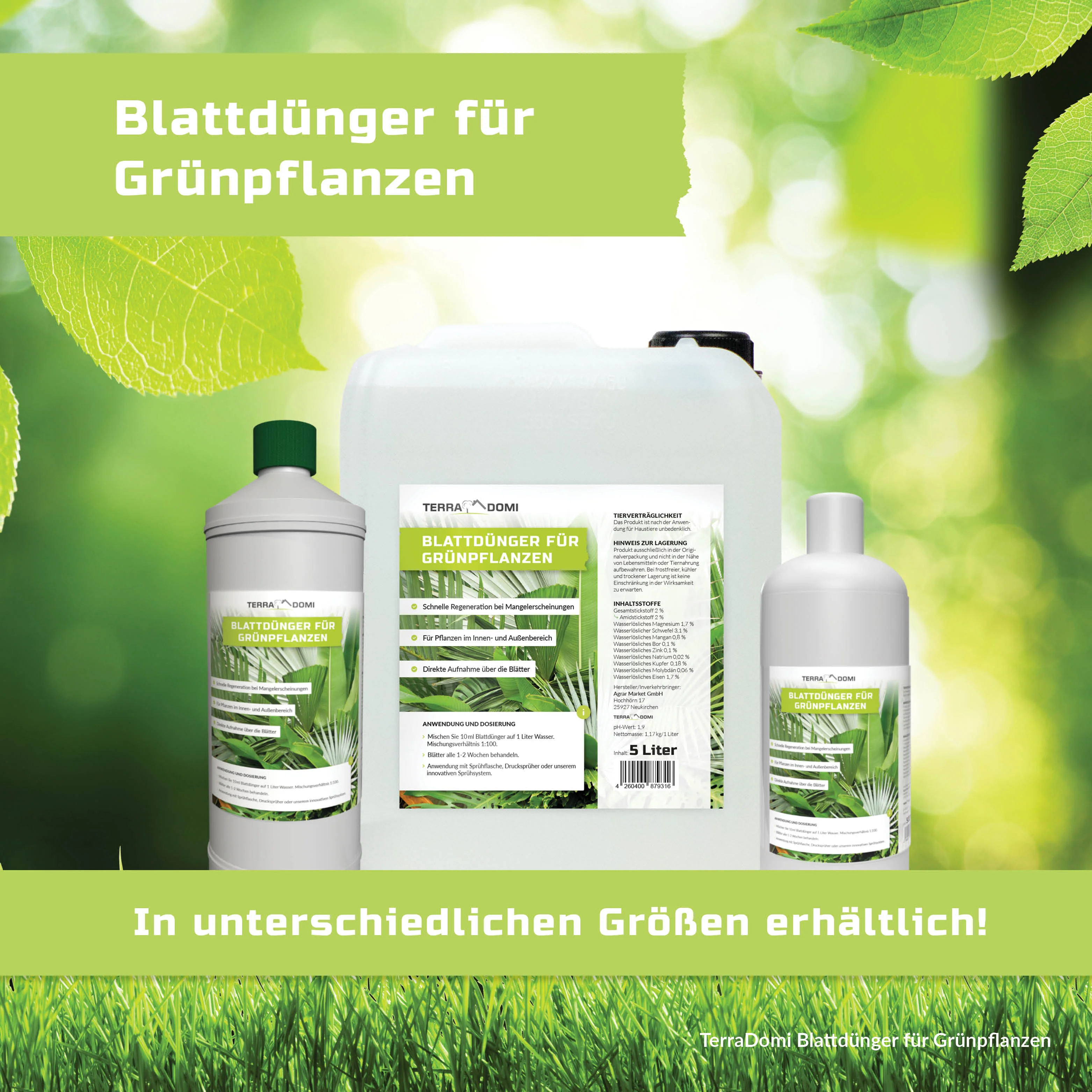 TerraDomi Blattdünger für Grünpflanzen | Für Palmen, Kakteen und andere Pflanzen - Image 7