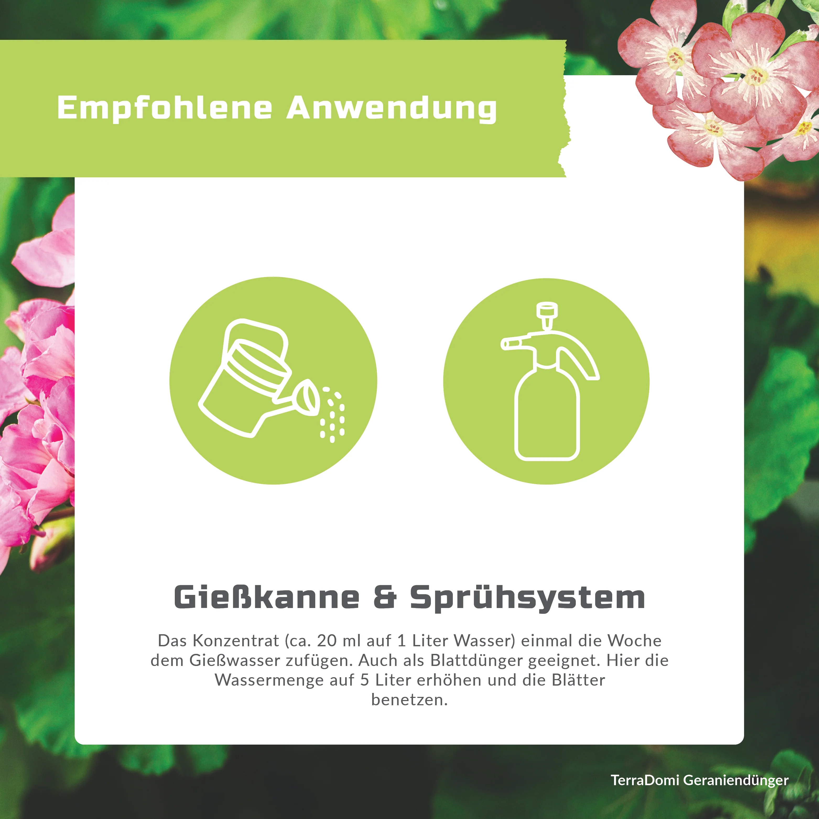 TerraDomi Geraniendünger 1 Liter Flüssigdünger Konzentrat - Image 5