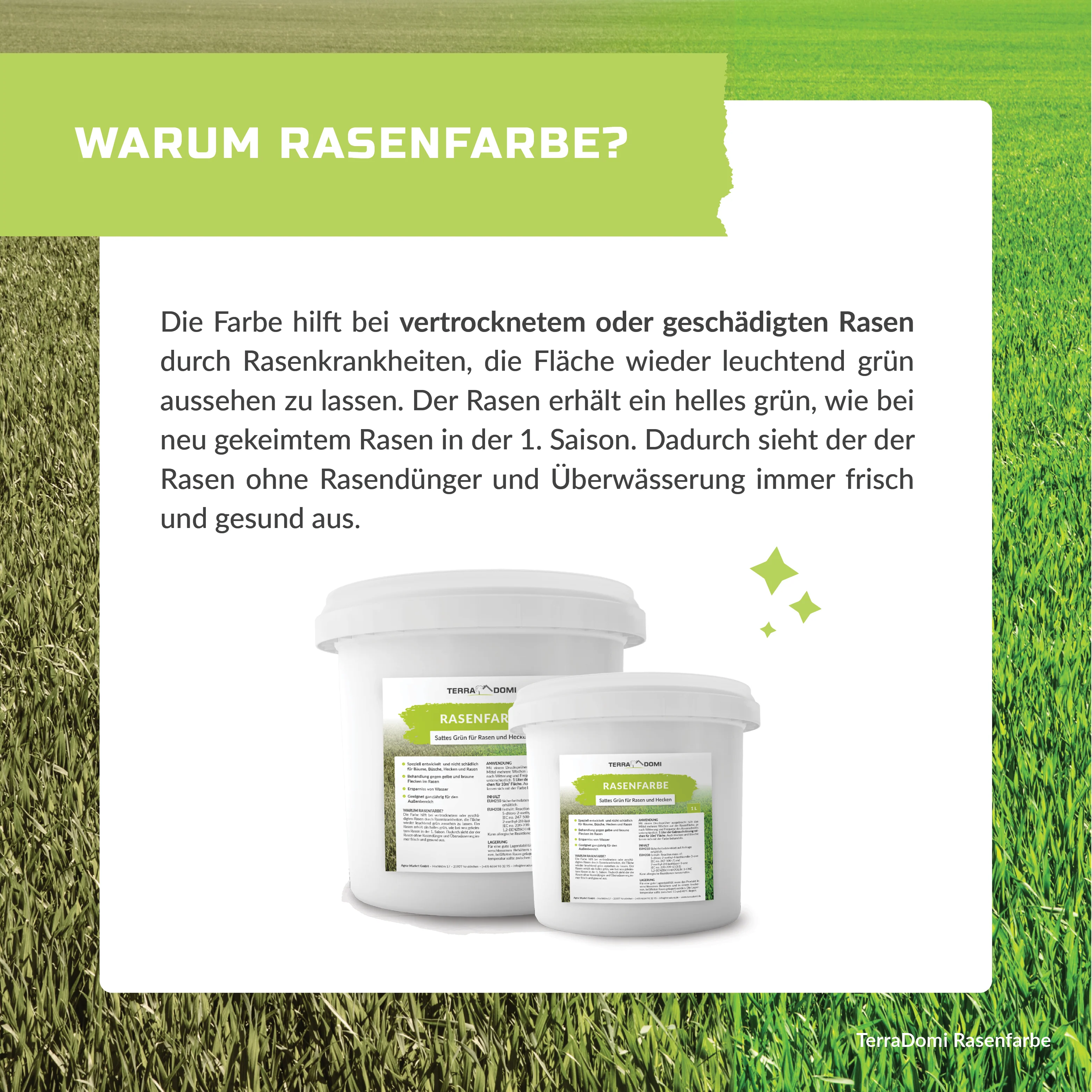 TerraDomi Rasenfarbe | grüne Farbe gegen braune und gelbe Stellen | für Hecken und Rasen - Image 6