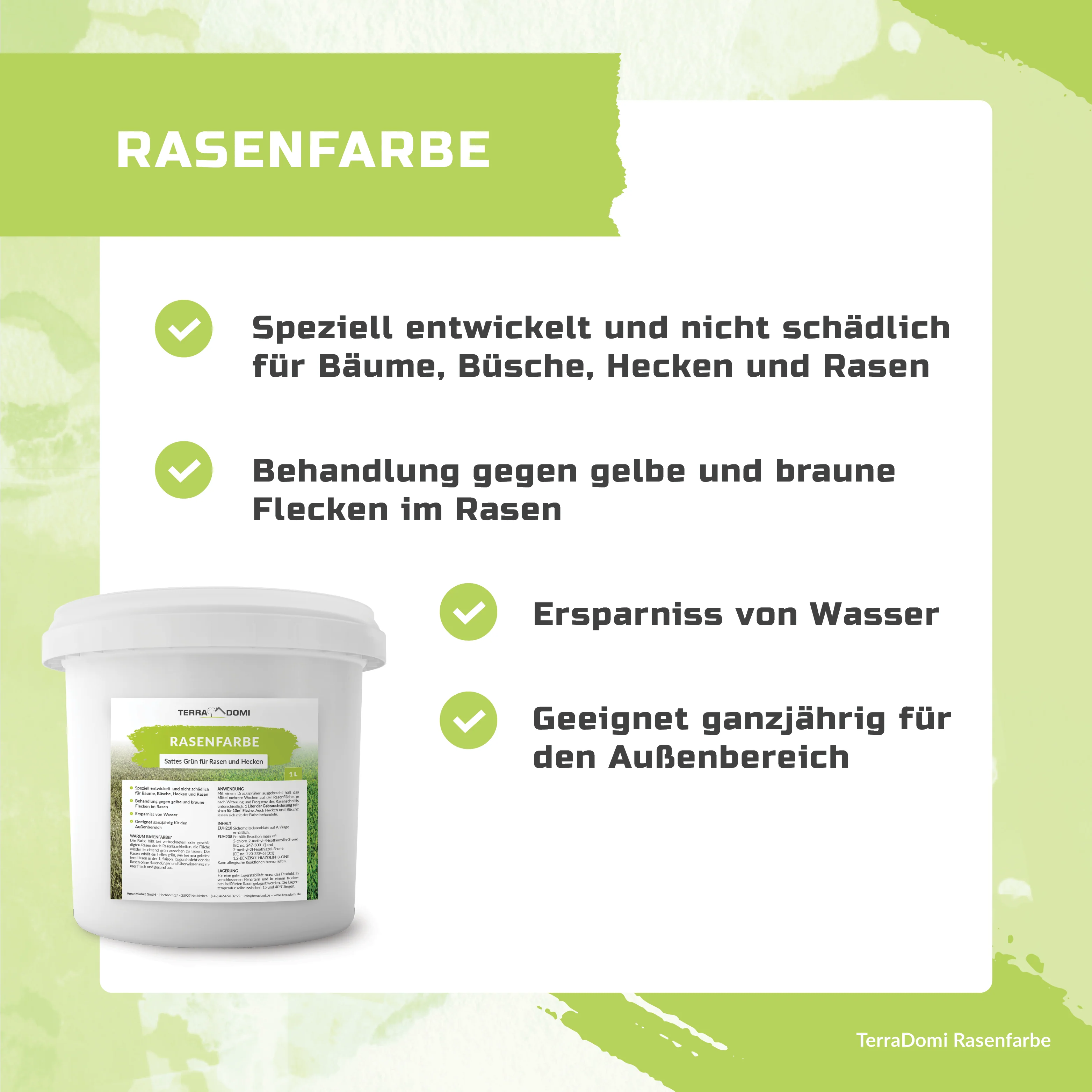 TerraDomi Rasenfarbe | grüne Farbe gegen braune und gelbe Stellen | für Hecken und Rasen - Image 7